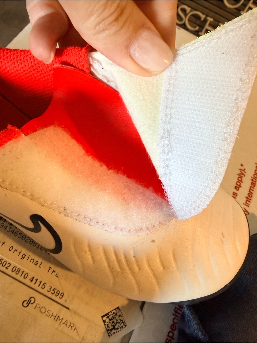 Nike Kids cleat White Slip-On with Red Lining - Picture 5 of 5